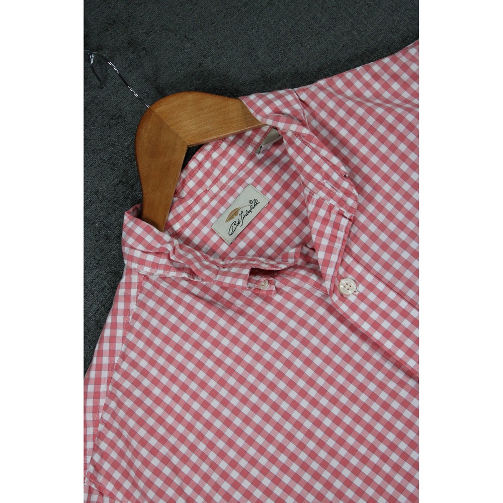 Bob Timberlake Mens Large Pink Gingham Plaid Short Sleeve Button Down Shirt